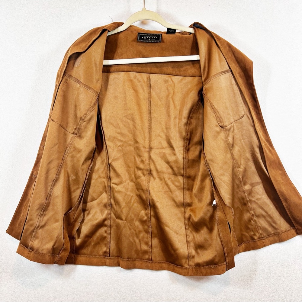 Express Vintage Faux Leather Button Down Top Women's M Long Sleeve Western Boho - Picture 9 of 11